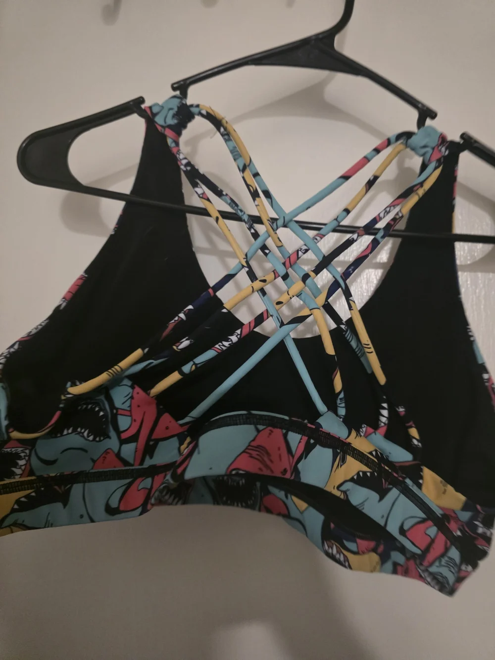CVG Shark Print Strappy Swim Top - Multicolor